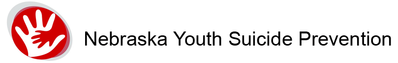 Nebraskayouthsuicidepreventionlogobanner Nebraska Youth Suicide Prevention logo with an illustration of a small hand in the palm of a larger hand inside of a red circle.